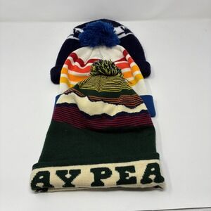 3 Retro Style Beanies Husqvarna Chainsaw Locale Wachusett Jays Peak Pom